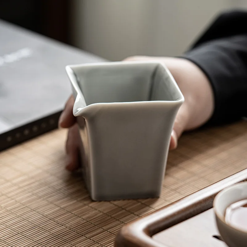 Japanese Tea Set Large Ceramic Fair Cup Gong Dao Bei Mug Handmade Ice Gray Glaze Pot Simple Pitcher