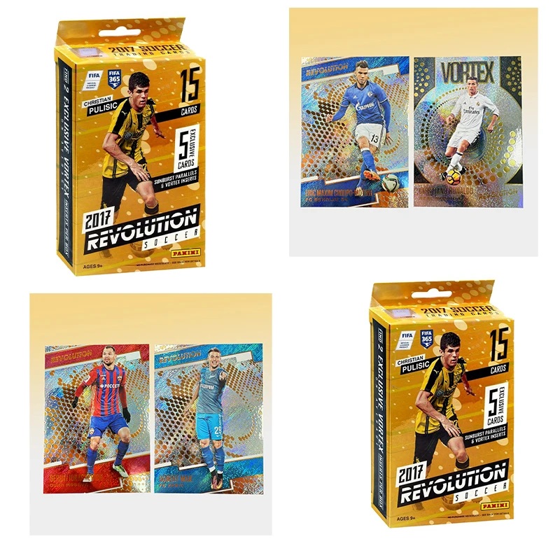 

Коллекционные футбольные карточки Panini 2017 Revolution Soccer, запечатанная коробка, включает редкую карточку Christian Pulisic Prizm Rookie, коллекционный предмет.