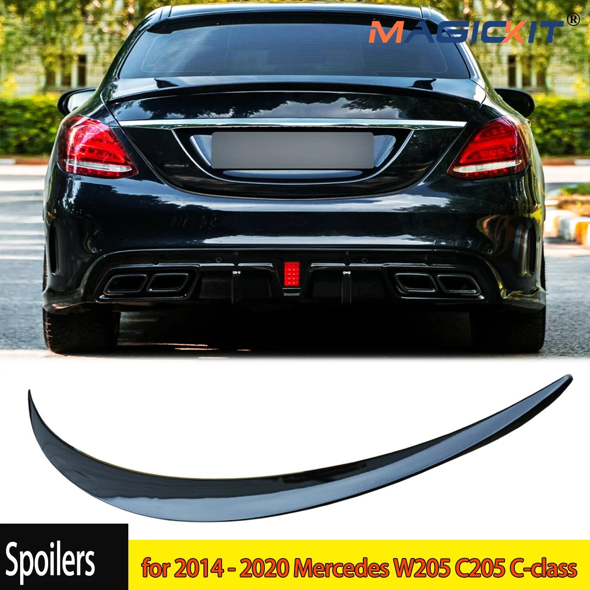 For Mercedes-Benz C-Class W205 4Door Sedan C63 C43 Style Rear Spoiler C180 C200 C260 Rear Spoiler Trunk Wing 2015-2019