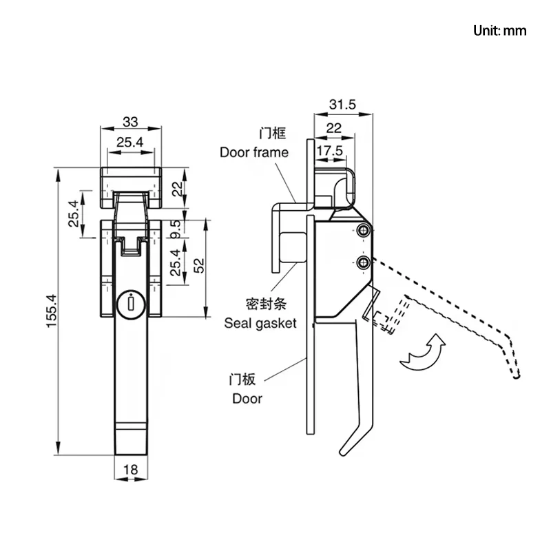 Zinc Alloy Vacuum-Sealed Garage Door Hinge Heavy-Duty Refrigerated Storage Industry Close Handle for Durability And Efficiency
