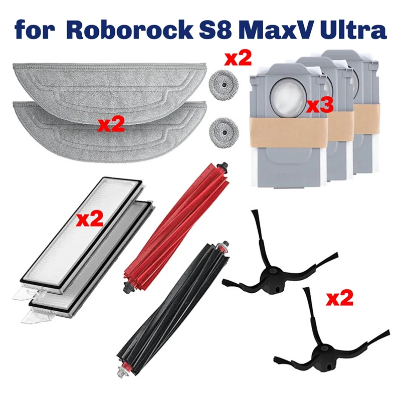 

Эффективные дополнительные аксессуары для робота-пылесоса Roborock S8 Maxv Ultra, моющийся фильтр, основная/боковая щетка, мешок для пыли