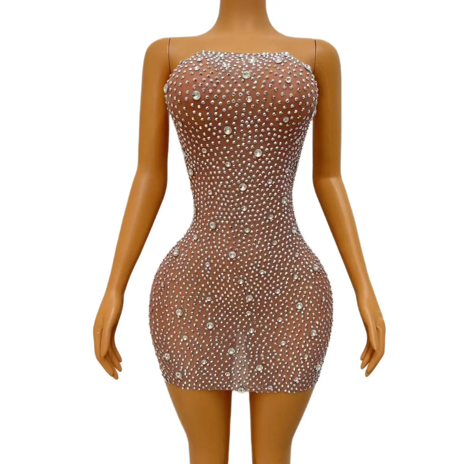 Precioso vestido de fiesta de cumpleaños de malla transparente para mujer, Vestidos de Fiesta Cortos de niña negra de cristal, vestidos sexys de fiesta de graduación, Manzuan