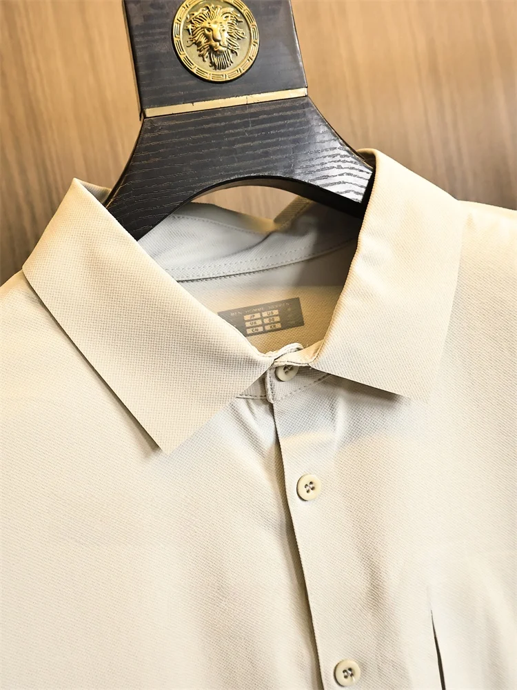 Elite Business Style! High Density Nylon Blend! Autumn Men's Outdoor Commuting Seamless Collar Long Sleeve Shirt Trendy