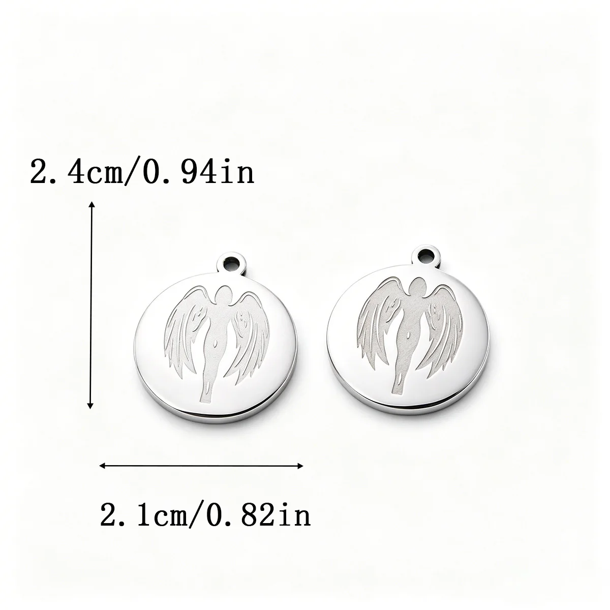 2pcs Guardian Angel Charms Stainless Steel Engraved Angel Round Pendant for DIY  Jewelry Making Necklace Earrings Wholesale view 2