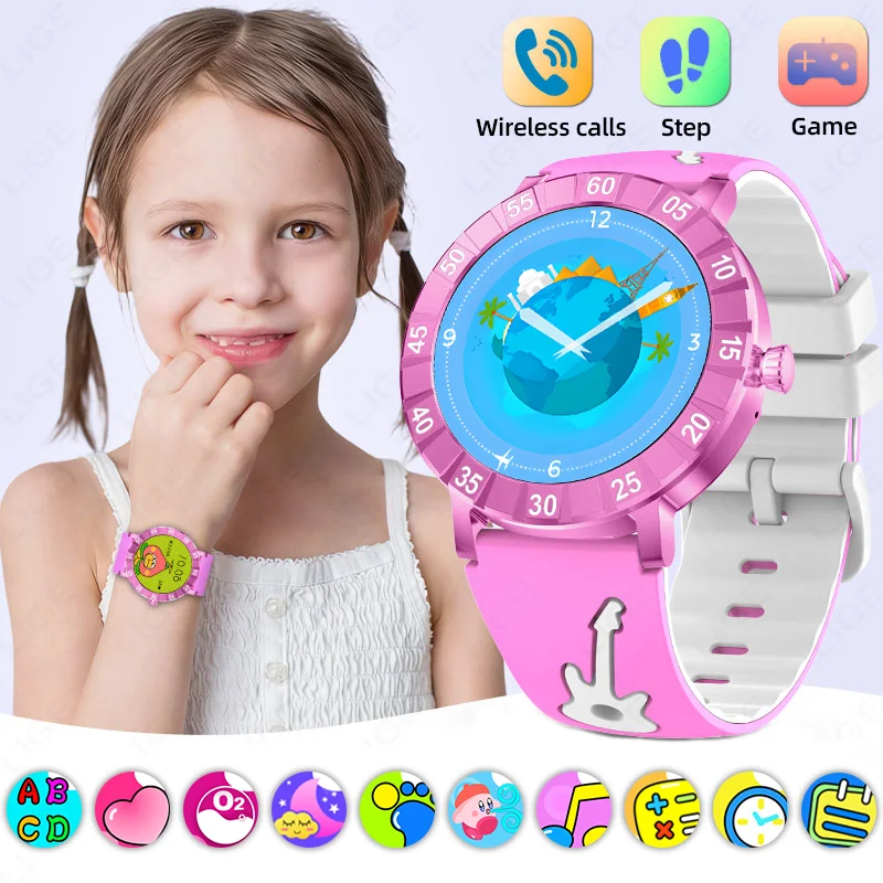 

LIGE Kids Smartwatch Learning Card Game Step Count Sports BT Call Waterproof Child Smart Watch HRV Sleep Monitor Children Gift