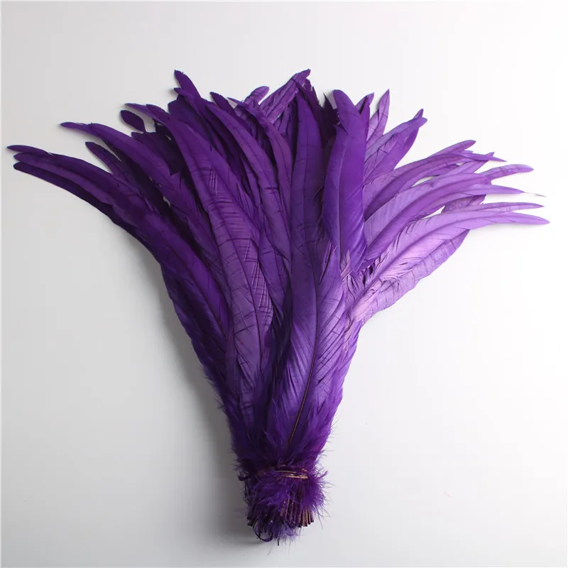 Wholesale 50pcs Natural Cock Tail Feathers 25-40cm / 10-16inch Clothing Decoration Stage Performance Rooster Tail Feathers Plume