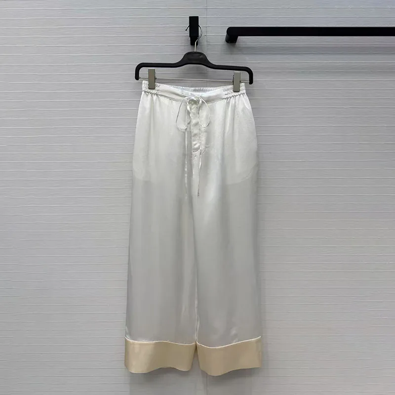 Women's Acetic Acid Straight Leg Pants Paneled 9 Points Pants Classic Drawstring Elastic Waist Pants 2026 New y2k, Shirt Set