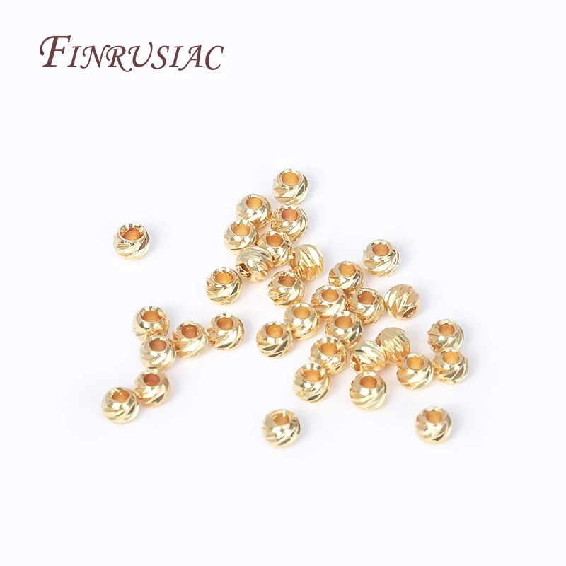 18K Gold Plated Cut Pattern Round Stripe Spacer Beads Brass Metal Gold Separators Beads For DIY Beading Jewelry Accessories