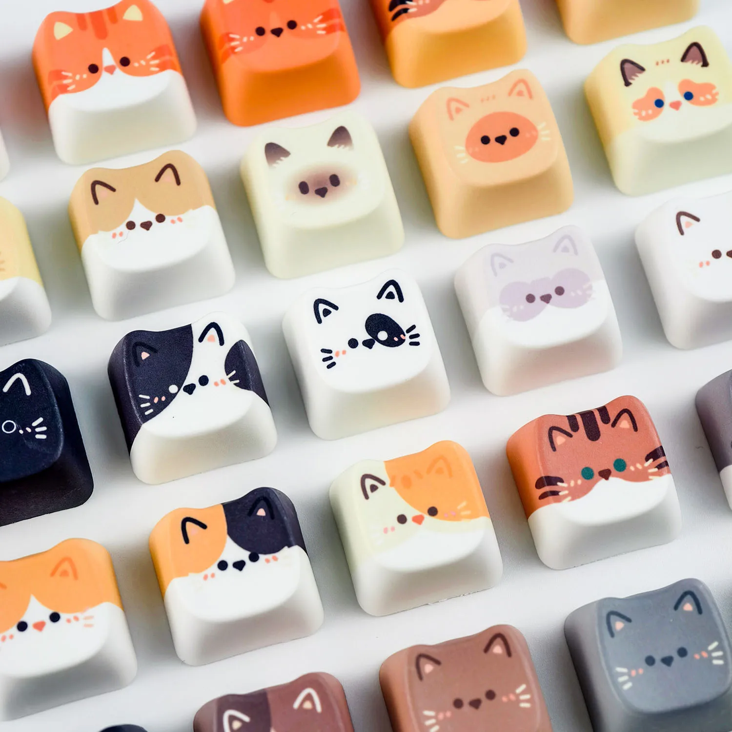 MAIMOOO Cute Cat Dog Keycaps MAO Profile 5/25Keys PBT Custom Creative Meow Head Keycap for Mechanical Keyboard Personalized Gift