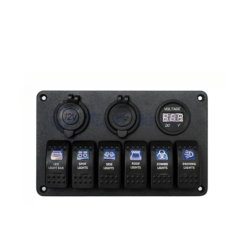 

*Marine accessories Waterproof 6-position switch panel Multifunctional voltage display USB12V socket Yacht motorcycle RV