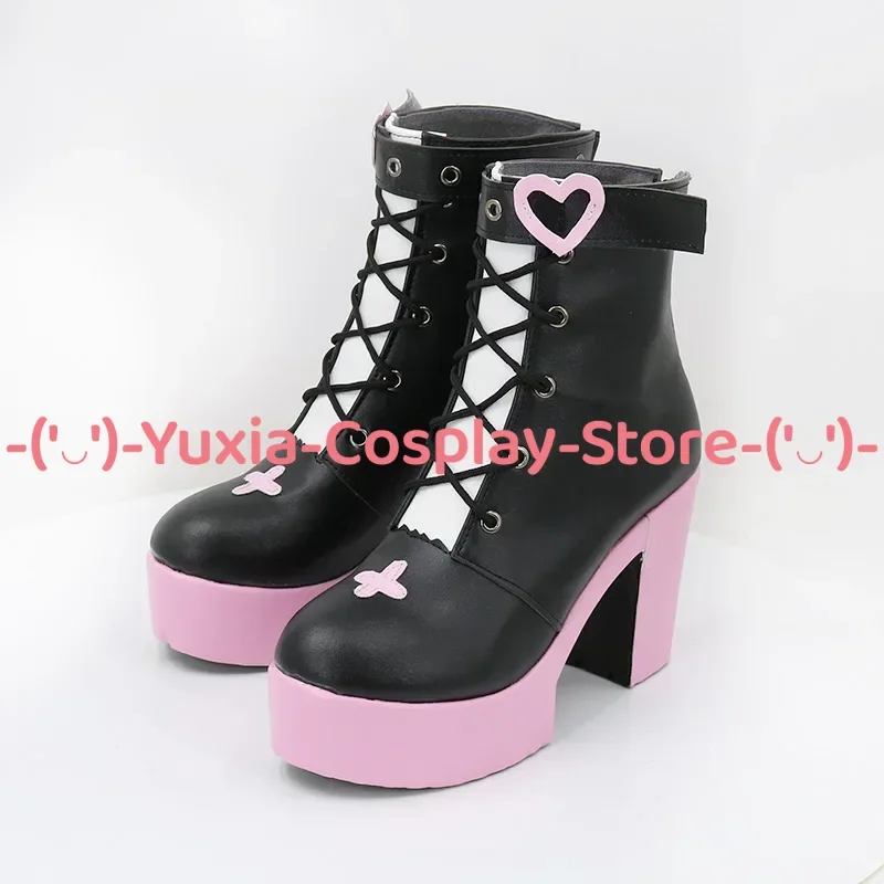 Yuxiacosplay! Buty do cosplayu VTuber Rumii, rekwizyt postaci z anime/gry, skórzane botki z PU, kostium na Halloween/karnawał/imprezę