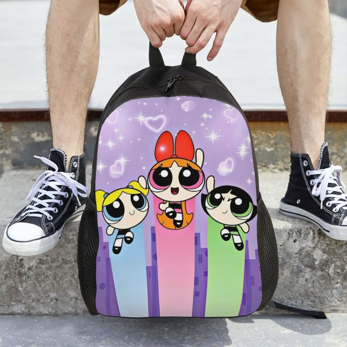 

Cartoon Cute P-Powerpuff Girls Fashion Backpack Sports High School Work Daypack for Men Women Laptop Canvas Bags