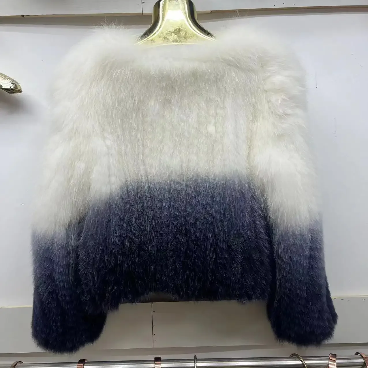 (Fox Beauty) nuovo girocollo intrecciato in pelliccia di volpe, cappotto invernale da donna con Design a rampa sfumata