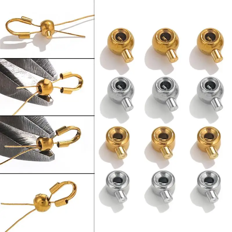 

10pcs Stainless Steel Gold Color Positioning Clasp Tube Stopper Spacer Bead Crimp End Beads Findings DIY Jewelry Making Supplies