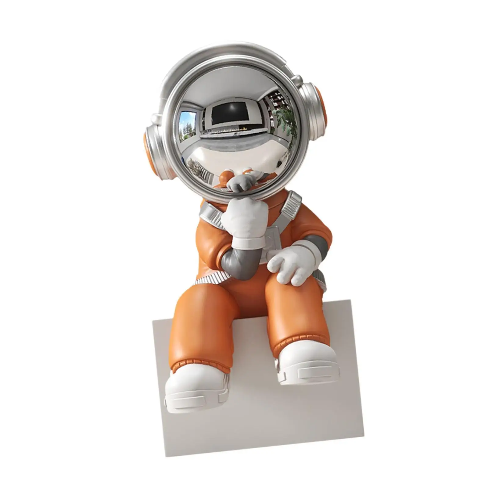 

Скульптура космонавта: креативное украшение для рабочего стола, офиса или прихожей, оранжевое