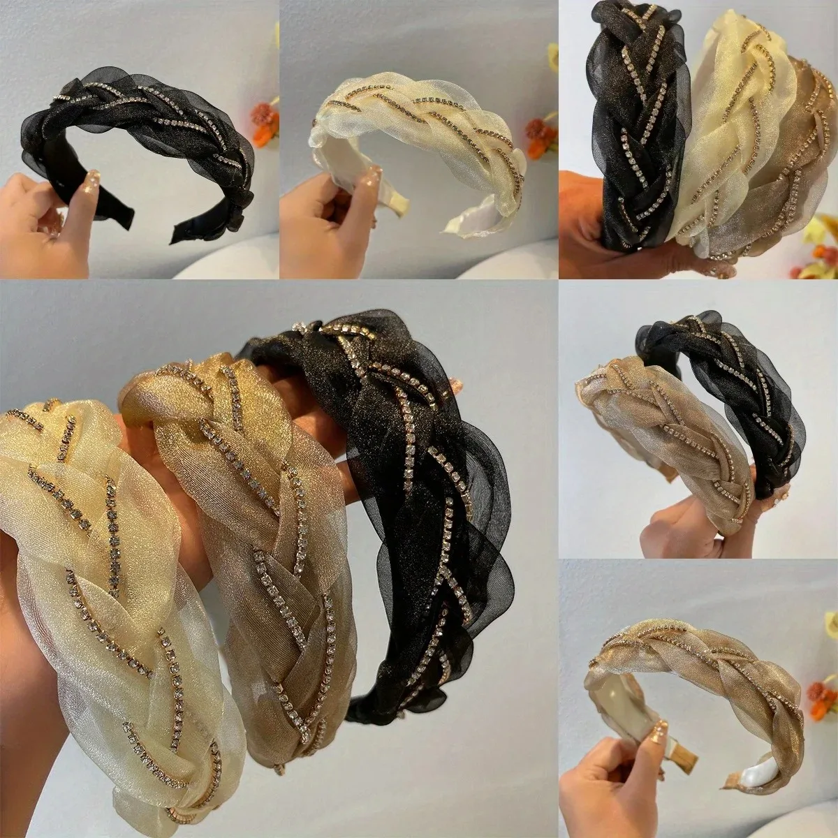 

Non-Slip Braided Headband High Cranial Top Hair Hoop Retro Elegant Hair Accessories for Women Skincare Multifunctional