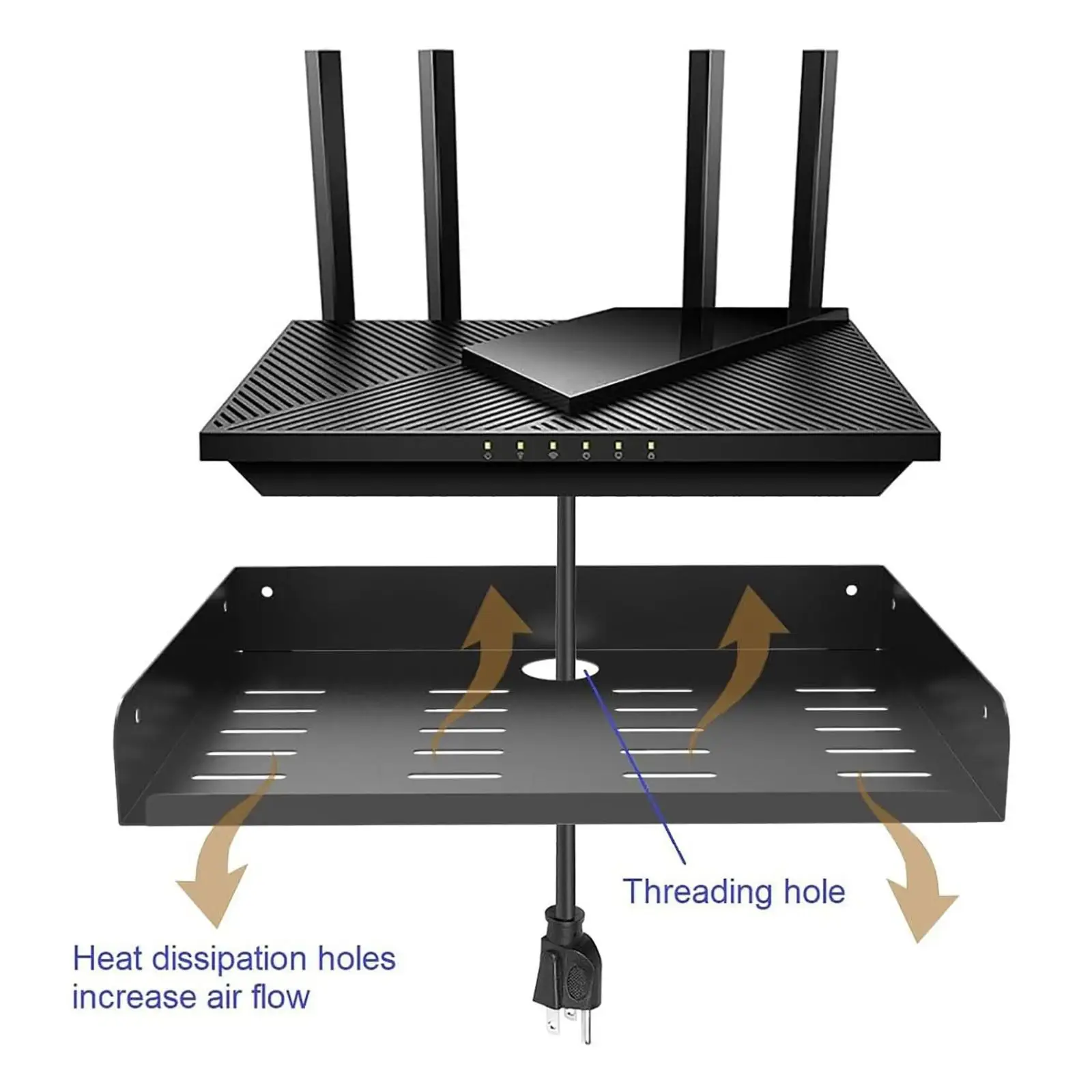 Metal Floating Shelf Modern Easy to Install Metal Heavy Duty Wall Mounted Storage Bracket for TV Accessories Cable Box AV