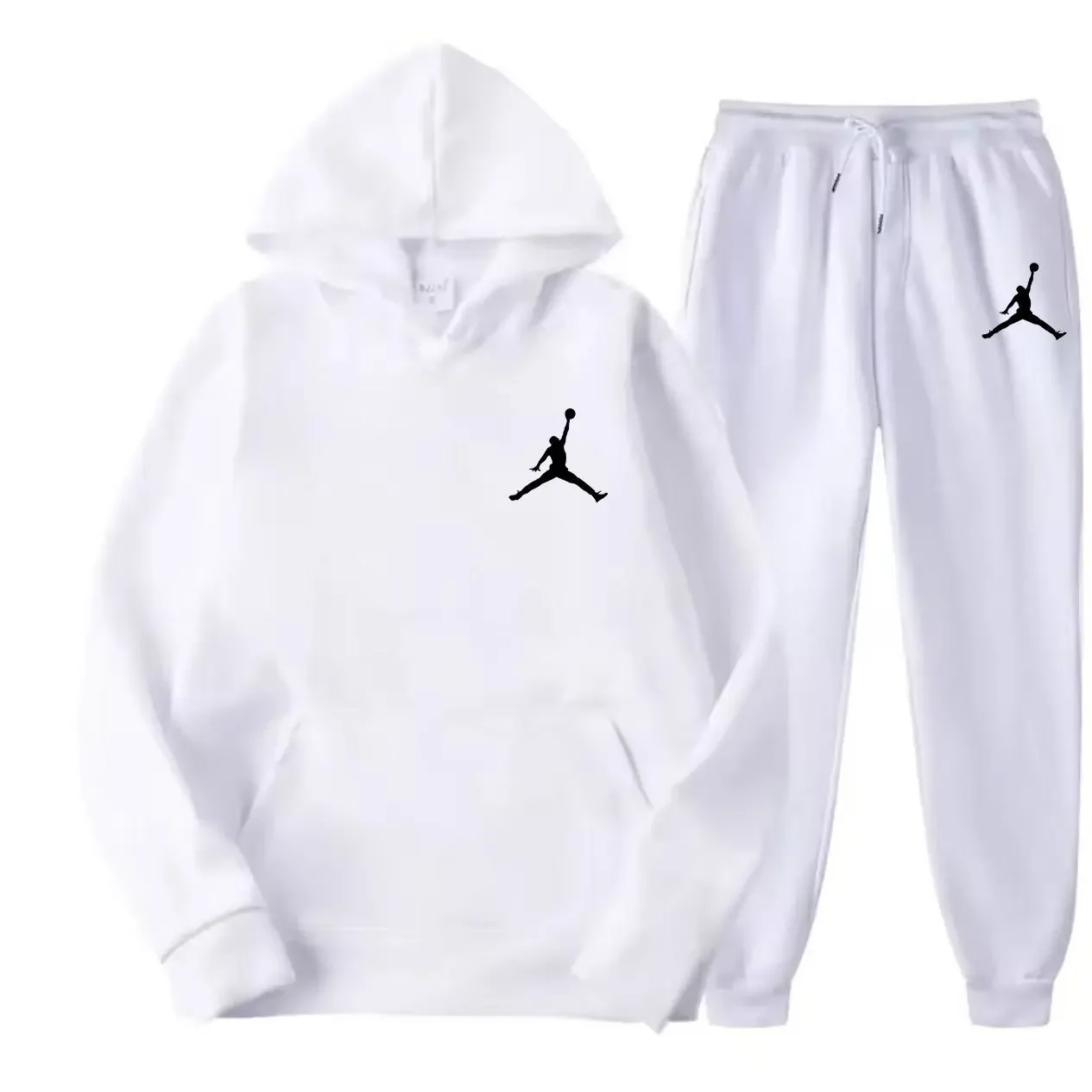Set Pullover Pria Basket Luar Ruangan Baru, Setelan Dua Potong Sweater Pria Musim Semi dan Musim Gugur yang Modis dan Kasual + Celana Panjang