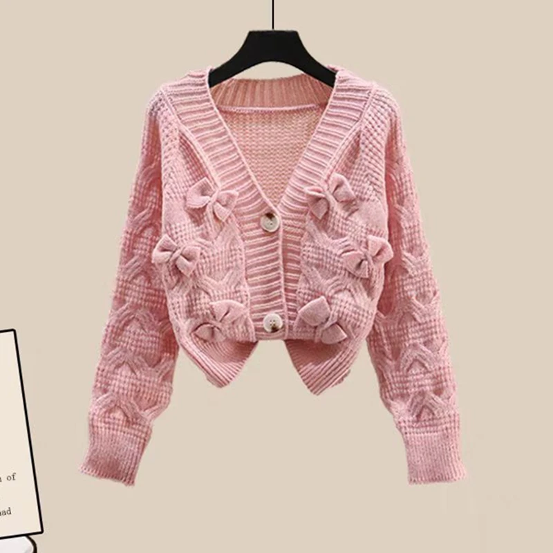 

2025 Elegant Cardigan New In Jackets Winter Korean Style Women's Clothing Bow Knitwear Sweet Sweater Trend Women Long Sleeve Top
