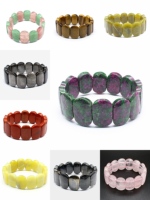 16x24MM Natural Amethyst Tiger Eye Crystal Rectangular Energy Bracelet for Men and Women Fashion Charm Jewelry