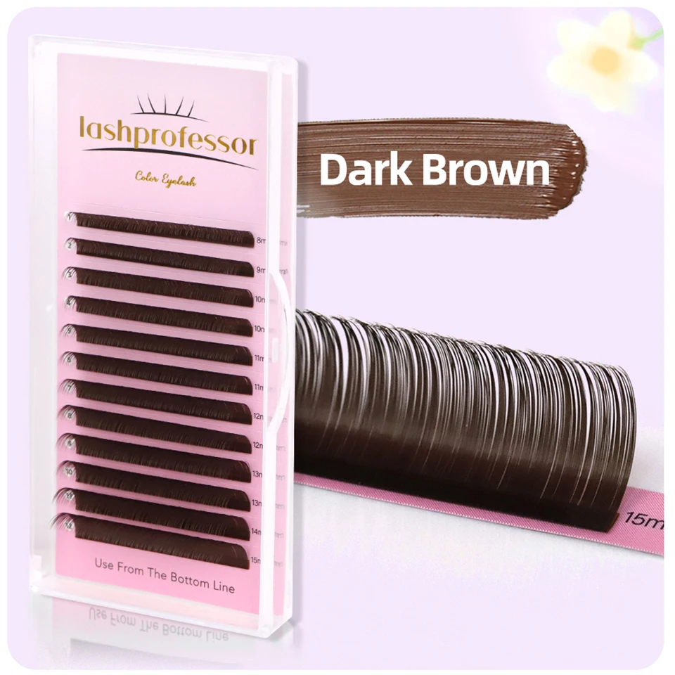 وصلات رموش بنية داكنة ، رموش فردية للمكياج ، لون المنك الاصطناعي الطبيعي الناعم ، رموش عيون كورية ، جودة عالية