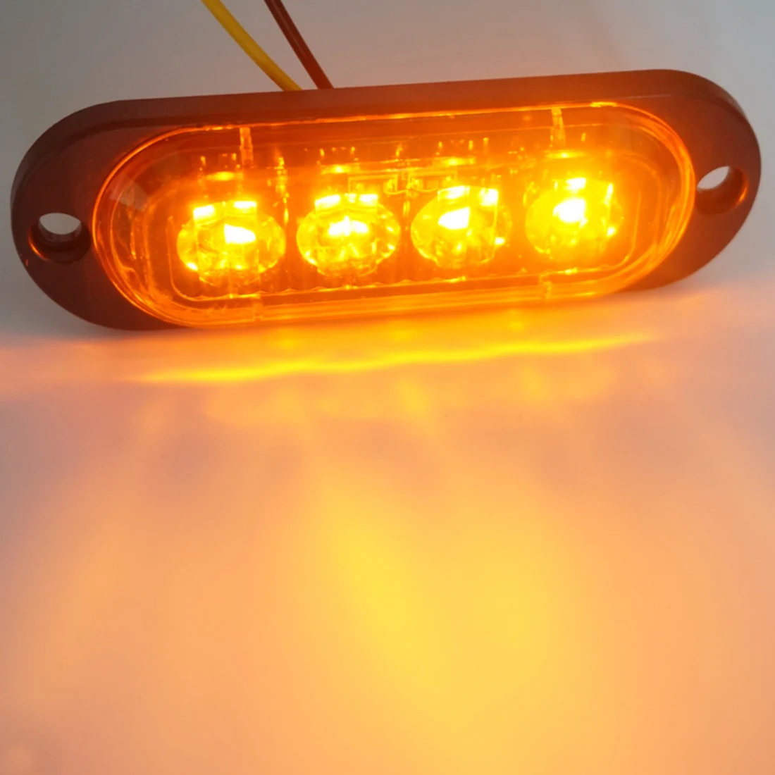 4Pcs 4LED Led Light Head Emergency Beacon Hazard Warning Light Flash Caution Strobe LightBar for Car Truck 12-24V