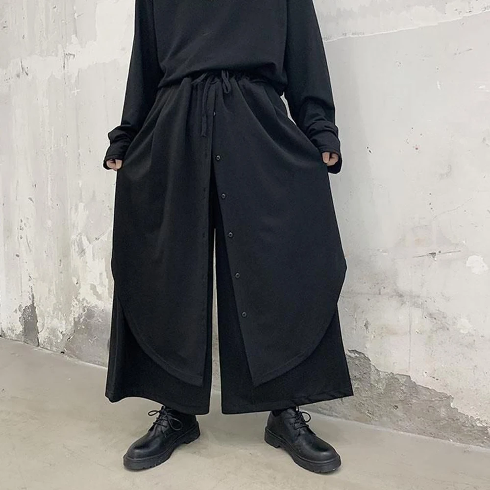 XS-5XL Summer New Male Double-Layer Skirt Pants Unisex American Retro Fashion Trend High Street Loose Casual Niche Men's Bottoms