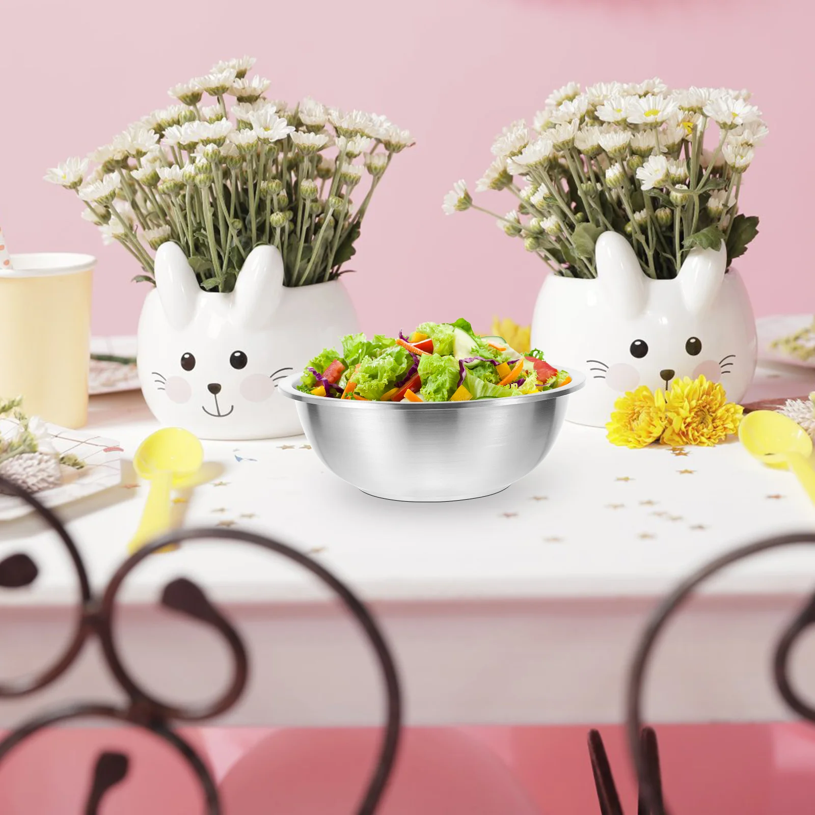 حوض من الفولاذ المقاوم للصدأ، وعاء خلط المطبخ ذو سعة كبيرة للاستخدامات المختلفة، سهل التنظيف والحمل، وعاء خلط كبير من الفولاذ المقاوم للصدأ