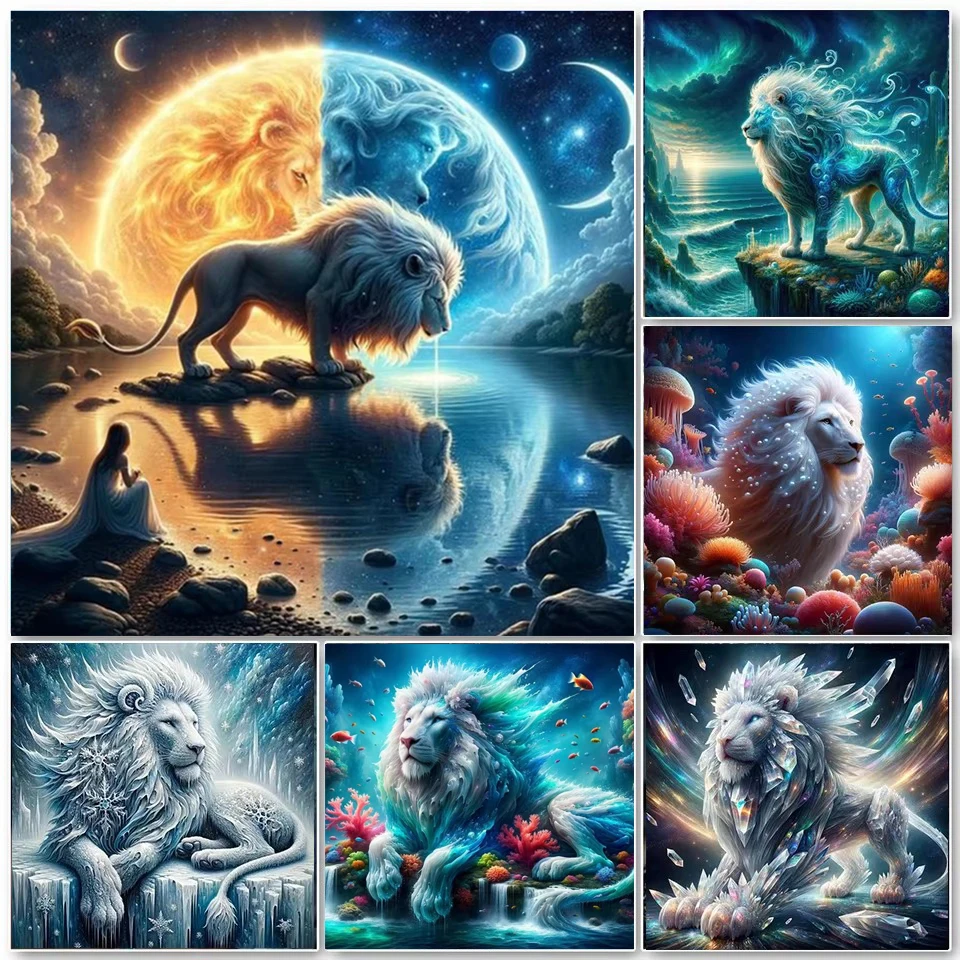 

Diy Бриллиантовая мозаичная фигурка животного красочный Лев Полный Круглый квадратный дрель живопись Пейзаж Настенный декор Фотография набор