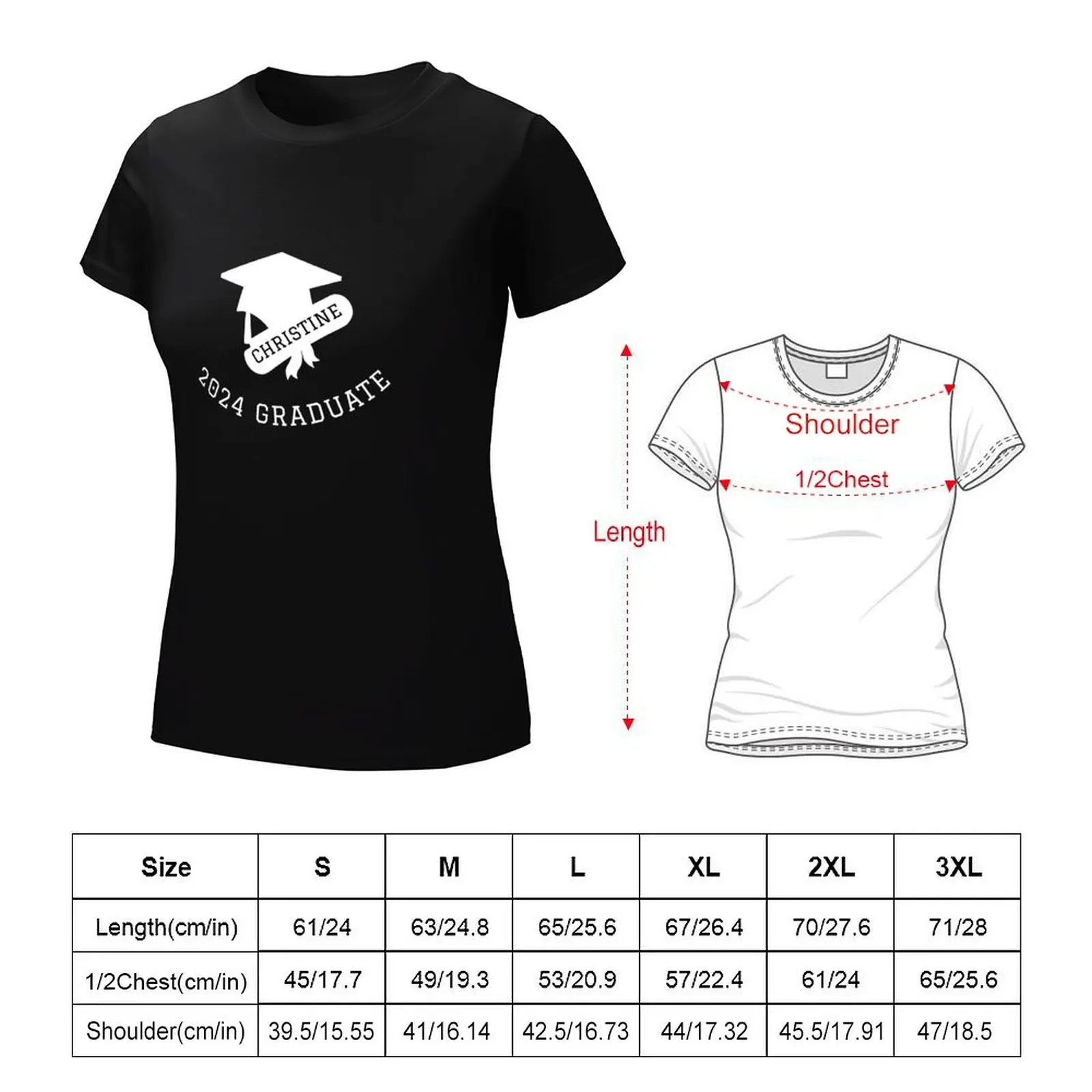CHRISTINE Personalized Graduate Shirt T-Shirt funny customs design your own t-shirts for Women graphic tees