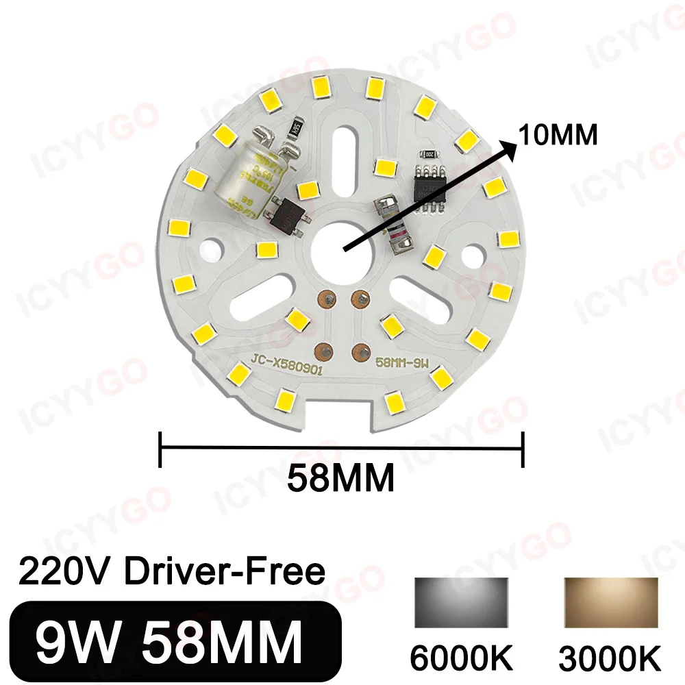 Chip LED 220V sin controlador 5W 7W 9W 15W 18W 24W bombilla 2835SMD lámpara redonda cuenta DOB AC220V bombilla Chip iluminación 3000-6000K dos