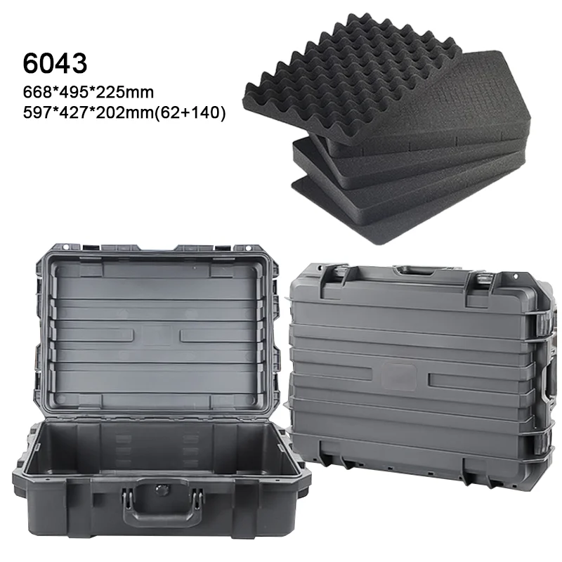 Caja de protección de seguridad portátil para transporte, suministros de equipo militar, caja de herramientas impermeable de plástico, 6043L