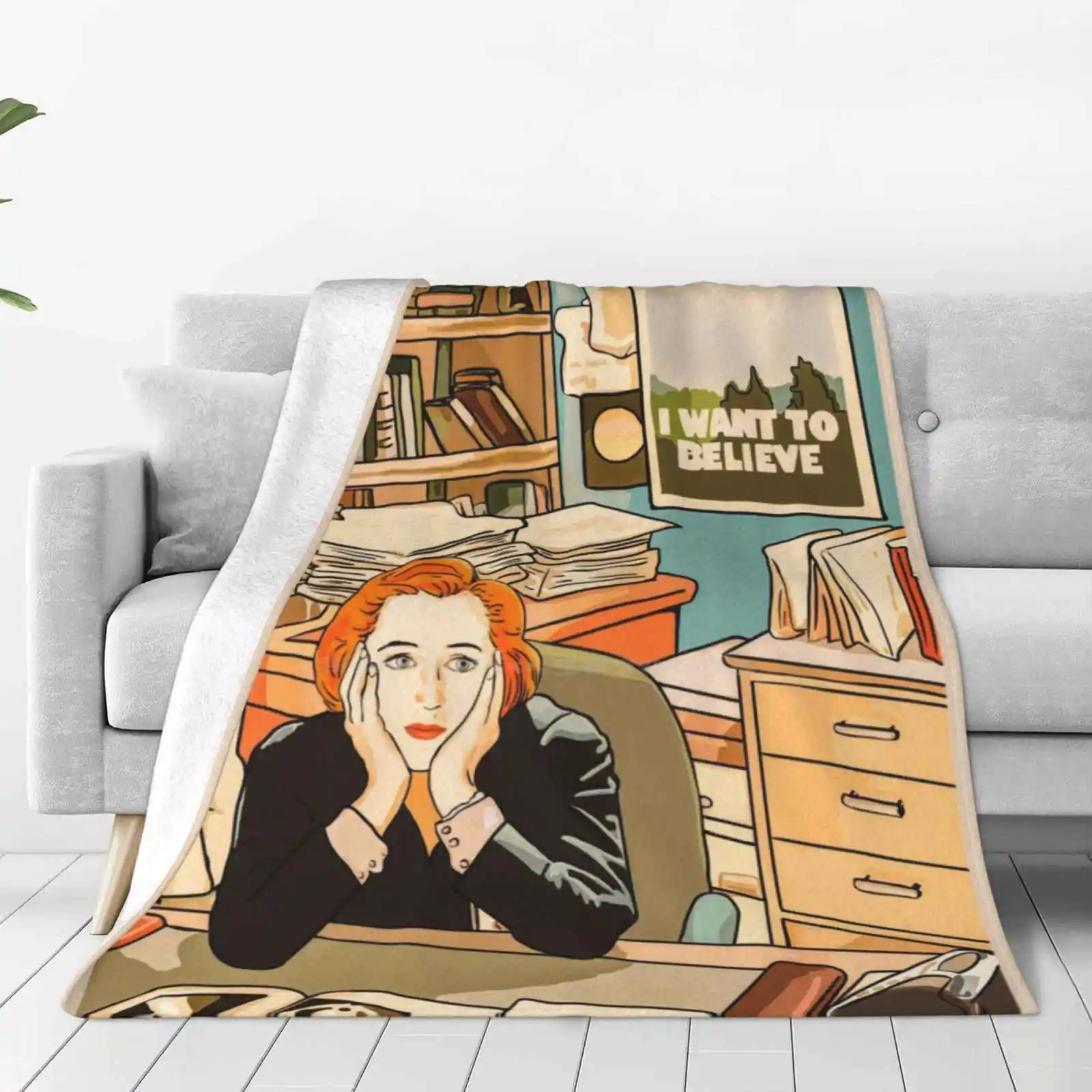 The Skeptical Dana Scully In The Mulder S Office The X Files Best Selling Room Household Flannel Blanket Xfiles Txt Fox Mulder