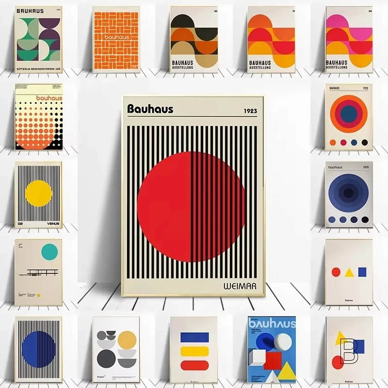 الحديثة الحد الأدنى الفن باوهاوس معرض هندسية الملصقات الفنية قماش يطبع مجردة اللوحة غرفة المعيشة الجداريات ديكور المنزل #1