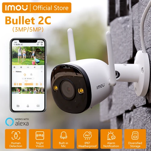 IMOU Outdoor Bullet 2C 5MP Wifi Cámara resistente a la intemperie AI detección humana cámara ip de vigilancia en exterior IP67 resistente a la intemperie