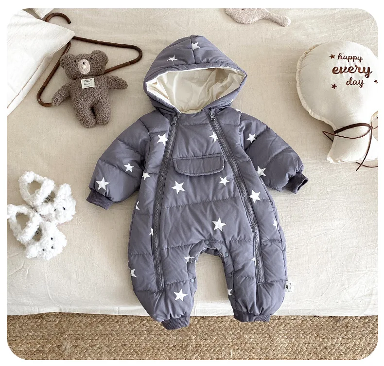 

Children 1-3Y Rompers 2025 Winter 90% White Duck Toddler Girls Bodysuits Casual Thicken Warm Hooded Kids Baby Girls Jumpsuits