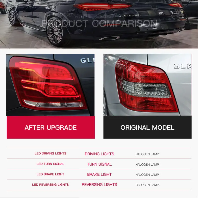 

2 шт. задних фонарей для Mercedes-Benz GLK X204 (2009-2015), модифицированные под новые динамические светодиодные ДХО и указатели поворота, автоаксессуары