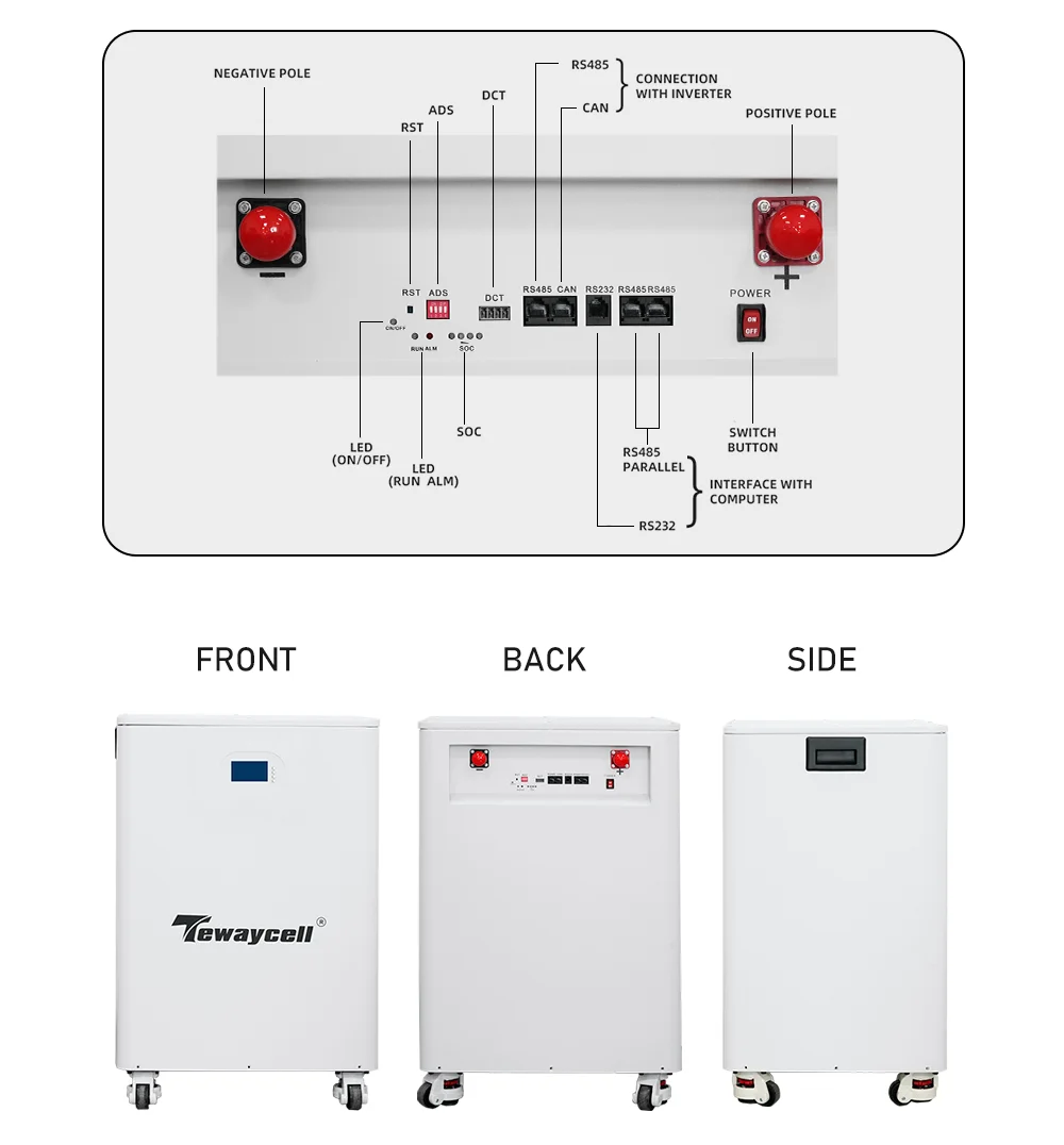 Tewaycell 30KWh 20KWh 51.2V Lifepo4 Battery 600Ah 400Ah 51.2V Powerwall 6000+Cycles 16S BMS Mobile ESS Solar System NO TAX