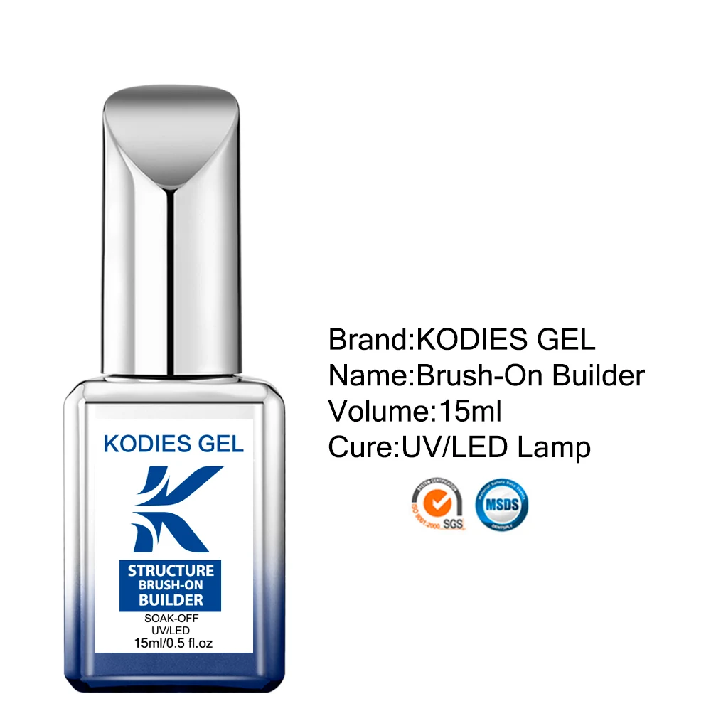 KODIES GEL Brush On Builder Nail Gel Polish 15ml Milky White Clear Pink UV Base Coat French Manicure Reinforce Gel for Extension