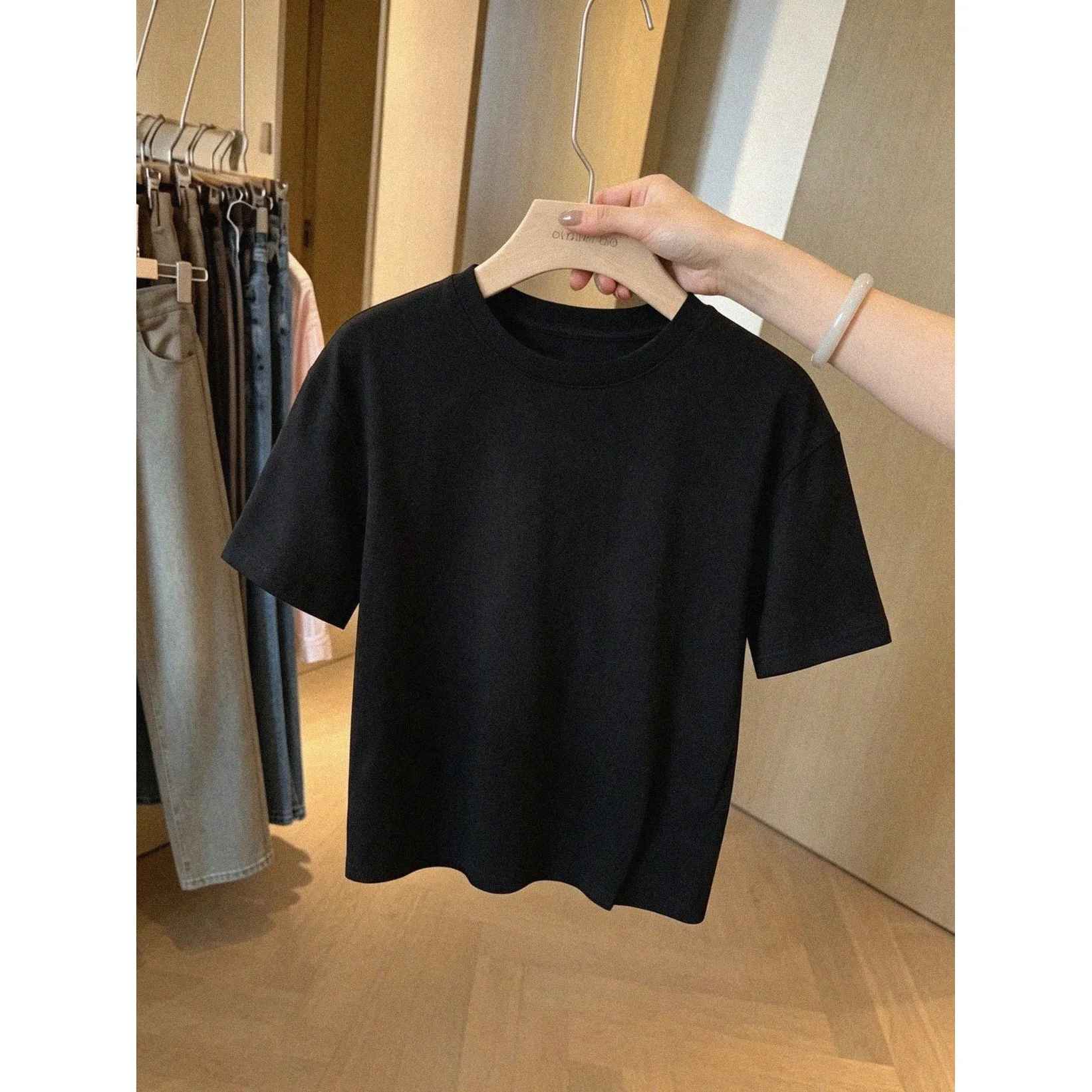 Chic Back Knot Hollow out Short Sleeve Women's T-Shirt Black Summer Korean Style Breathable Comfortable Citywalk Top