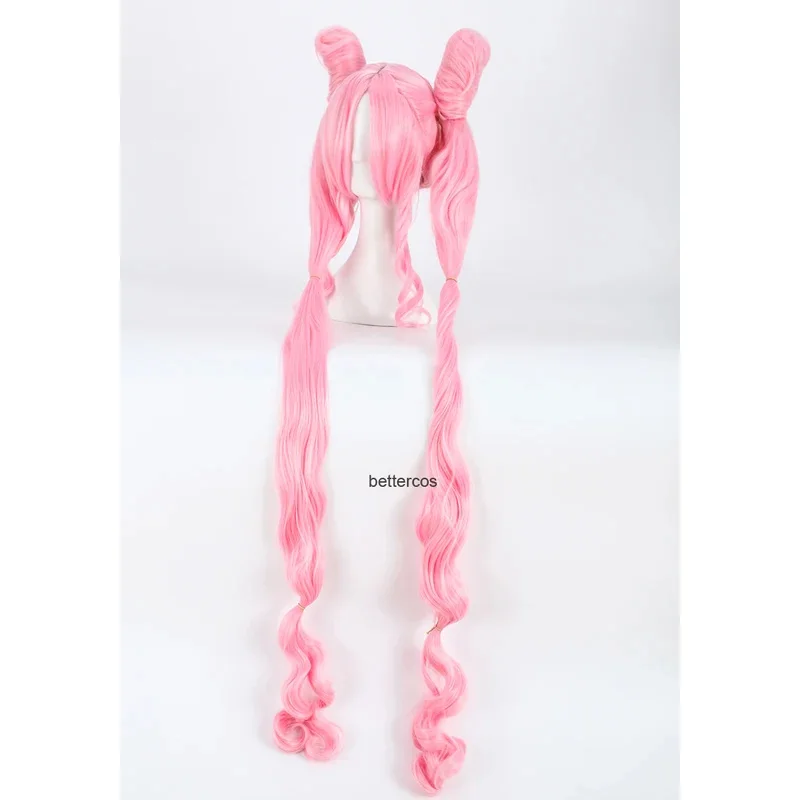 

ff34Sailor Chibi Usa Chibiusa Cosplay 120cm Super Long Pink Heat Resistant Synthetic Hair + Wig Cap