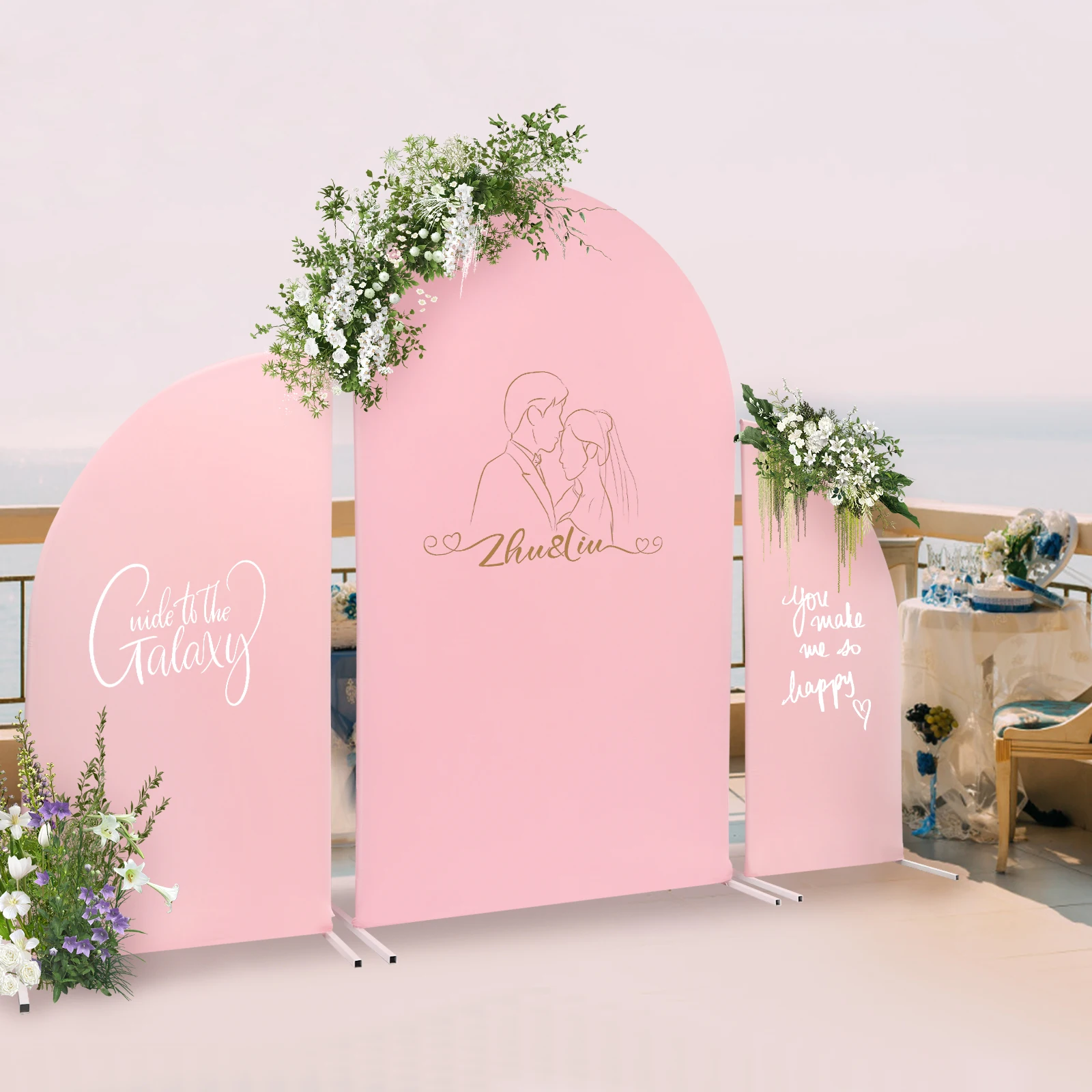 

Wedding Arch Backdrop Stand and Cover Set Round Top Cute Wildflower Backdrop Arch Cover DIY for Wedding Birthday Party Ceremony Baby Shower Banquet Decoration