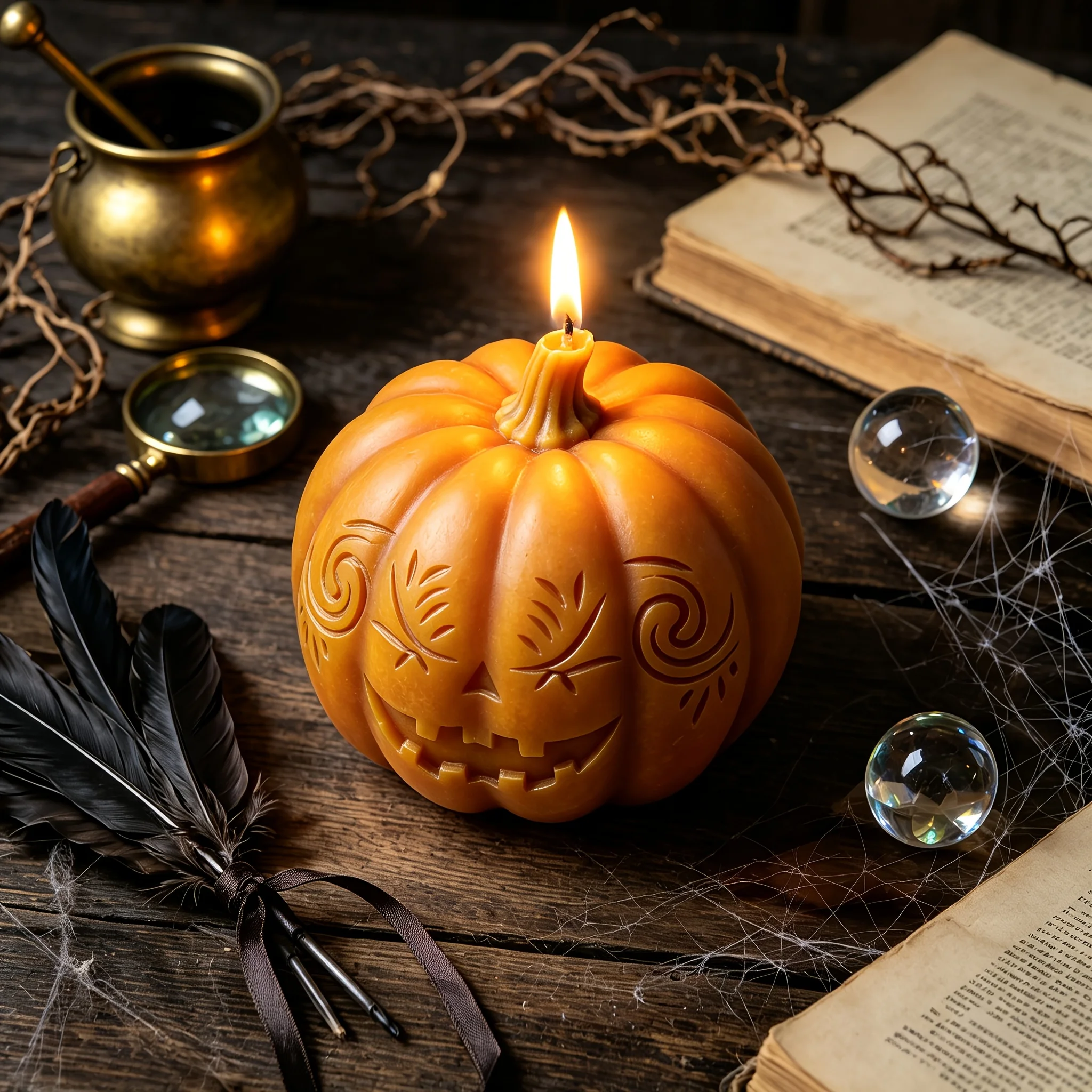 Halloween Smiling Pumpkin Resin and Silicone Mold, Non-Stick Resin Casting Mold for Making Candles,Creating a Spooky Halloween