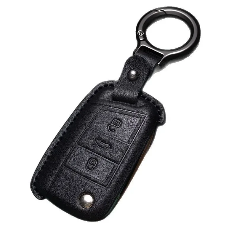 for Volkswagen CC Sagitar Bora Polo Lamando Golf Lavida Magotan Passat Car Key Cover Genuine Cowhide Leather Key Case view 5