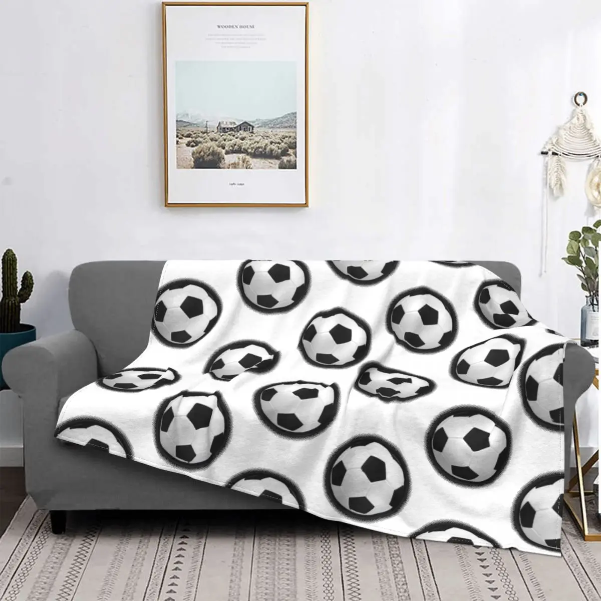 Soccer Ball Football Sports Blanket Flannel Summer Breathable Super Soft Throw Blanket for Home Travel Plush Thin Quilt