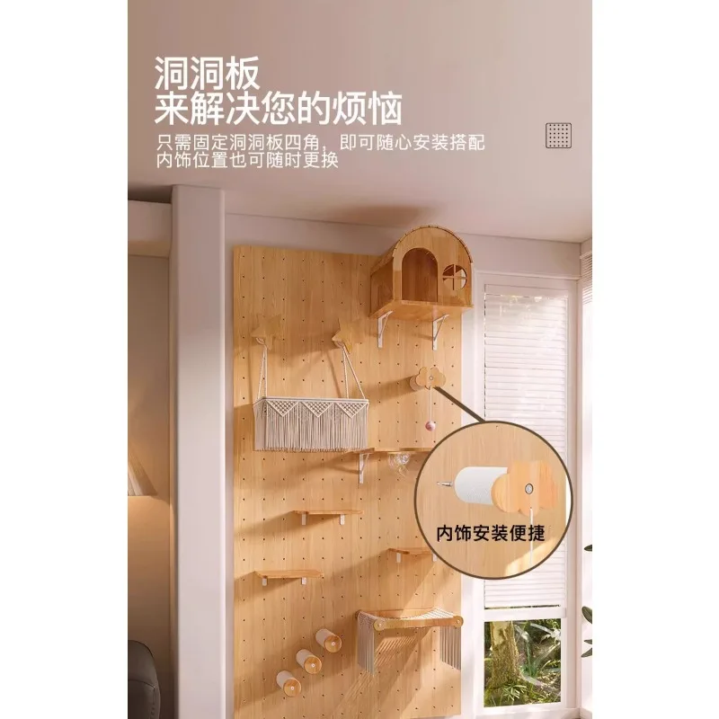 Solid wood climbing frame  small apartment  climbing ladder hole board DIY  nest space capsule cat rack