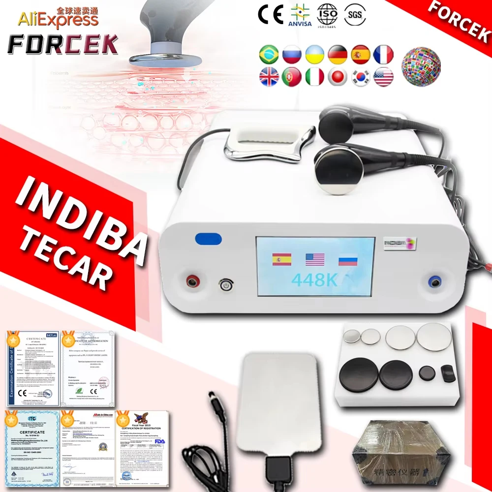 INDIBA Tecar Thermo Therapy 448KHZ RET CET High Radiofrequency Relieves Pain Slim Machine for Weight Loss Lifts Firming Skin