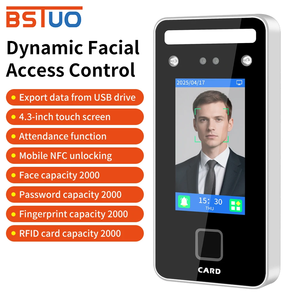 TCP/IP Dynamic AI Facial Face Recognition Time Attendance Access Control Machine Card Reader Electric Empolyee Recorder System