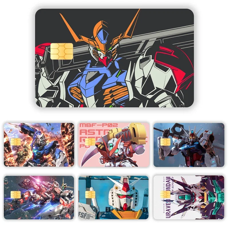 Anime Waterproof Mobile Suit Gundam Credit Card Debit Card Stickers DIY Melody Poker Stickers Film Tape Skins Small Stacks