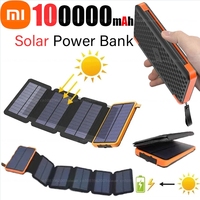 Xiaomi 10000mAh Solar Powerbank Portable Folding Solar Panels Fast Charging Outdoor Camping Waterproof Sun Power For iPhone ﻿